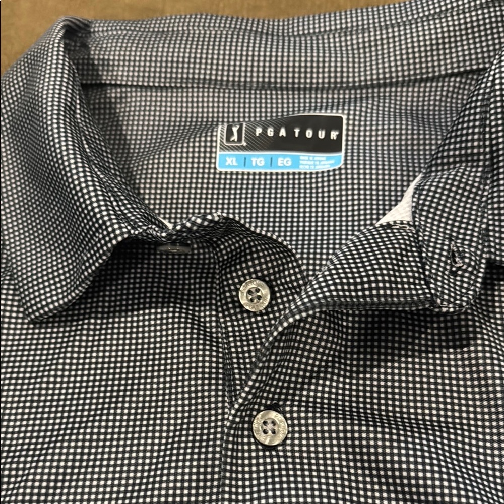 PGA Tour Men's Black Checkered Shirt